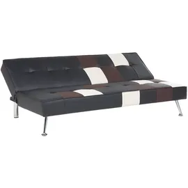 Beliani Schlafcouch Kunstleder 3-Sitzer Schwarz