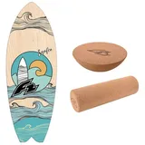 F2 Set Balance Board Surfer 76x28cm + Halbkugel und Korkrolle