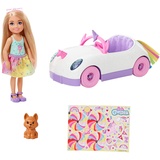 Barbie Chelsea mit Auto Regenbogen-Einhorn