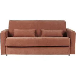 Schlafsofa 3-Sitzer mit Stoffbezug in Samtoptik Terracotta Matratze 13cm LETTO