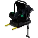 Kinderkraft MINK PRO i-Size 40-75 cm Babyschale, Kindersitz mit MINK FX-Basisstation, Autositz von geburt Gruppe 0+, Verstellbare Kopfstütze, Einsatz für die Jüngsten im set, Schwarz