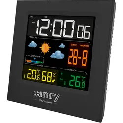 CAMRY CR1166 Wetterstation für Innen- und Außentemperatur und Luftfeuchtigkeit, drahtloser Sensor, Wettervorhersage, Datums- und Zeitanzeige.
