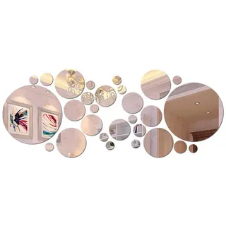 Coonoor 3D-Wandtattoo 32 Stück Acrylspiegel Wandaufkleber, Wandabziehbild Spiegel Set, Badezimmer Wandaufkleber Kunst, Kreis Deckenspiegel