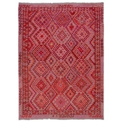 Kelim Teppich Amira 170 x 240 cm Wolle Rot