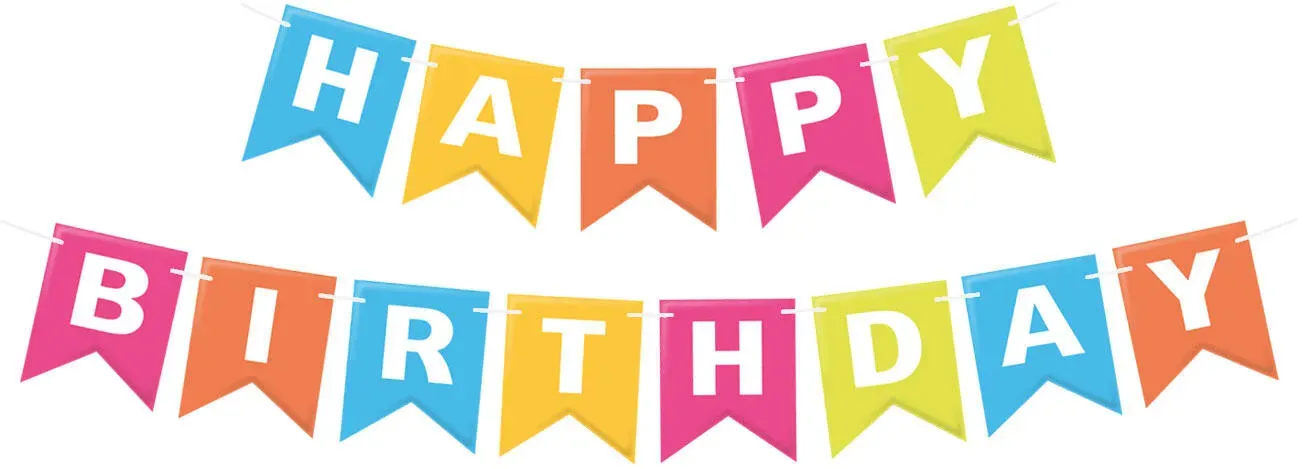 Papiergirlanden Geburtstag HAPPY BIRTHDAY bunt, 16 x 20 cm Buchstaben + 5m Band