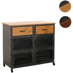 Werkstattwagen HWC-N28, Rollwagen, Rollen 2 Schubladen, 3D-Struktur Metall Holz 90x100x40cm ~ schwarz, natur