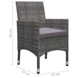 vidaXL Garten-Essgruppe 5-tlg. Grau
