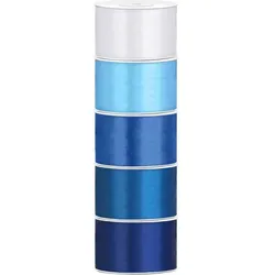 Satin Geschenkband 38mm 5 Farben je 25m lang blau hellblau Schleifenband Geschenkverpackung Geburtstag Hochzeit Weihnachten