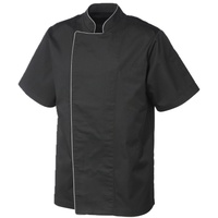METRO Professional Kochjacke, Polyester / Baumwolle, mit kurzen Ärmeln, für Herren, Größe XXXL, schwarz / grau