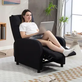 Homcom Fernsehsessel mit Liegefunktion Polyester 67 x 98 x 87 cm Schwarz