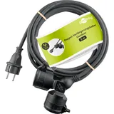 goobay 65434 Outdoor Doppel - Verlängerungskabel/Stromkabel für den Außenbereich / 2 Schuko - Steckdosen mit Schutzklappen (IP44) / 3680 W bei 250 V (AC) und 16 A / 5m