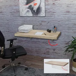 Wandtisch MCW-H48, Wandklapptisch Wandregal Tisch, klappbar Massiv-Holz ~ 100x50cm naturfarben