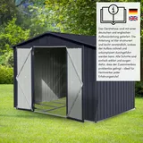 Albatros Profi Gerätehaus XL – verzinktes Metall in Anthrazit (RAL 7016) 259x189x192cm, 9,4m3 Inkl. Schloss & Werkzeughaken wetterfest