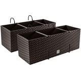 2X Blumenkasten Blumentopf Rattan-Optik mit Halterungen Pflanztopf Balkonkasten Pflanzkästen, Umbra