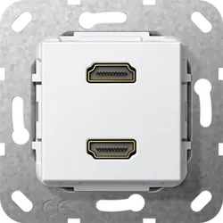 Gira Einsatz HDMI 2-fach reinweiß glänzend Einsatz 567203 ohne Beschriftungsfeld