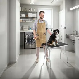 Tectake tectake® Trimmtisch, mit höhenverstellbarem Galgen und 2 Schlingen, rutschfeste und kratzfeste Gummibeschichtung, Belastbarkeit 60 kg