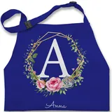 Kinderschürze Schürze Kinder Jungen - Weihnachten Name Anfangsbuchstabe - Personalisierte Geschenke Frauen I Geschenkideen Mädchen mit Namen I Geschenke Freundin - 2-6 Jahre - Royalblau - 2-6 Jahre