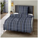 TRAUMSCHLAF Melange Flanell Bettwäsche Glasgow 200x200+2x 80x80 cm navy