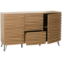 Mendler Sideboard HWC-M49, Schrank Kommode Highboard, 3D-Design Staufächer, Massiv-Holz