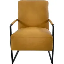 K+W Komfort & Wohnen Cocktailsessel K+W KOMFORT & WOHNEN, gelb (curcuma), B:62cm H:77cm T:83cm, Sessel, Cocktailsessel, mit bezogenen Armlehnen, Gestell in Metall schwarz Struktur