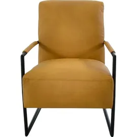 K+W Komfort & Wohnen Cocktailsessel K+W KOMFORT & WOHNEN, gelb (curcuma), B:62cm H:77cm T:83cm, Sessel, Cocktailsessel, mit bezogenen Armlehnen, Gestell in Metall schwarz Struktur