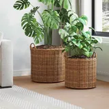 Blumentopf Körbchen Mit Speicher 2 Pcs Braun Lacak Rattan