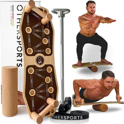 Sportboard Grip Braun und Fitness Stange Bundle mit Korkrolle und Fitnessbänder EINHEITSGRÖSSE