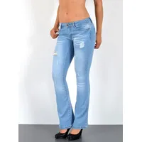 ESRA Bootcut-Jeans Damen Schlaghose Bootcut Jeans Damen Stretch Hose bis Übergröße B3 Damen Jeans Bootcut Hose Wide Leg Jeanshose Low Waist bis Plus Size blau 42