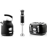 Westinghouse Retro Frühstücks-Set schwarz 3-tlg. mit Stabmixer