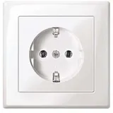 Merten SCHUKO-Steckdose mit voller Abdeckplatte, Schraub-Liftklemmen, polarweiß glänzend
