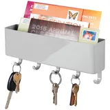 mDesign Schlüsselbrett mit Ablage aus Kunststoff – moderne Briefablage mit Schlüsselboard – praktisches Schlüsselbrett für den Eingangsbereich oder die Küche – grau