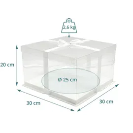 Relaxdays Tortenbox 2er Set Schleife Weiß,Transparent