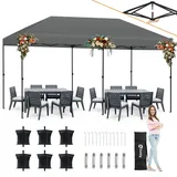 Sekey One-Touch Pop Up Pavillon 3x6, Partyzelt Faltpavillon 3x6m Wasserdicht Stabil, Vereinfachte Installation in 1 Minute, Robust Windfest Regenfest für Camping Festival Party, Grau