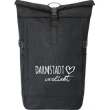 Hellweg Druckerei Huuraa Kurierrucksack Darmstadt verliebt 30-44 Liter Black Melange Fairtrade Rolltop Rucksack Geschenkidee - Schwarz