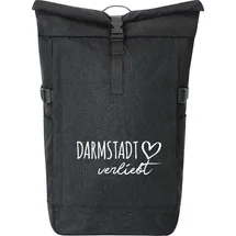 Hellweg Druckerei Huuraa Kurierrucksack Darmstadt verliebt 30-44 Liter Black Melange Fairtrade Rolltop Rucksack Geschenkidee - Schwarz