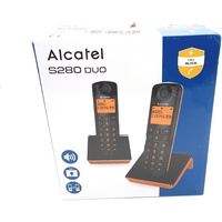 Alcatel S280, DECT-Telefon, Kabelloses Mobilteil, Freisprecheinrichtung, 50 Eintragungen, Anrufer-Identifikation, Schwarz, Orange