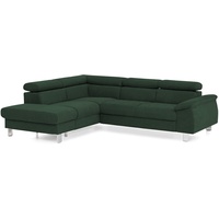 Mivano Ecksofa Micky mit Ottomane / L-Form-Sofa mit Schlaffunktion, Stauraum und Kopfteilverstellung / 249 x 72 x 207 / Velours, Grün