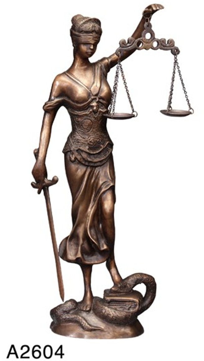 Casa Padrino Luxus Bronzefigur Lady with Scale II - Bronze Justitia Figur Büste Anwalt Notar - Frau mit Waage
