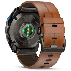Garmin D2TM Mach 2 Pro BT 51 mm Titaniumgehäuse Carbon Grau Lederarmband braun/Silikonarmband schwarz