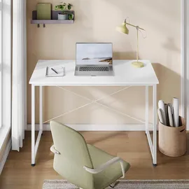 Woltu Schreibtisch, Weiß, Holzwerkstoff, Metall, Rechteckig,Rechteckig, eckig, 100x75x50 cm, Arbeitszimmer, Schreibtische, Bürotische