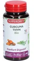 SUPERDIET GÉLULE CURCUMA THYM BIO - Gélule, complément alimentaire à base de curcuma et Capsule(S) 90 pc(s)