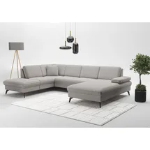 sit&more Wohnlandschaft SIT & MORE "Morris Jubi U-Form, B: 300 cm", grau (hellgrau), B:300cm H:83cm T:202cm, 95% Polyester, 5% Polyamid, Sofas, Wohnlandschaft, mit Armteilfunktion & 1 Zierkissen, optional Bettfunktion