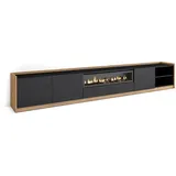 SKRAUT HOME Lowboard 310x50x37 cm Schwarz Eiche Holzwerkstoff