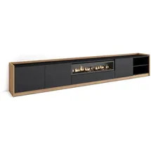 SKRAUT HOME Lowboard 310x50x37 cm Schwarz Eiche Holzwerkstoff