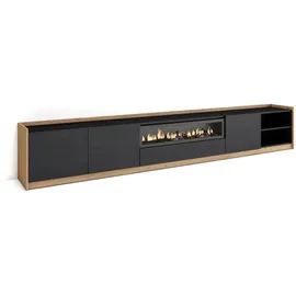 SKRAUT HOME Lowboard 310x50x37 cm Schwarz Eiche Holzwerkstoff