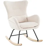 Schaukelsessel - beige - Teddystoff - mit Kissen Sessel Cocktailsessel