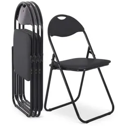 Klappstuhl 4er-Set, klappbarer Gästestuhl, gepolstert, leicht und bequem, Belastbarkeit 100 kg, Schwarz/Schwarz, Raburg Paul
