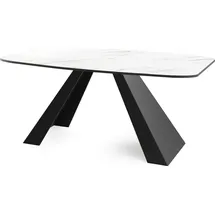 WFL GROUP Esstisch Monte im Modern Stil, Rechteckiger Tisch - Ausziehbar von 180 cm bis 220 cm, Pulverbeschichtete Schwarze Metallbeine - 180 x 90 cm - Weiß... - Weiß