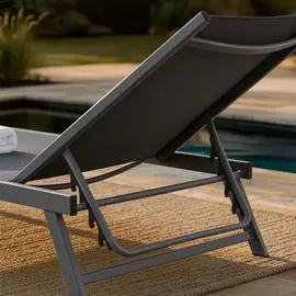 Home Deluxe NAILEA Gartenliege 192 x 60 x 96 cm Grau