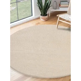 The CarPET Teppich Relax round, rund, Höhe: 16 mm, waschbarer Wohnzimmer Teppich modern rutschfest beige Ø 200 cm x 16 mm